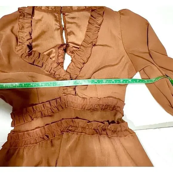 Burnt Orange Ruffle Short Dress Size Small - Picture 12 of 14